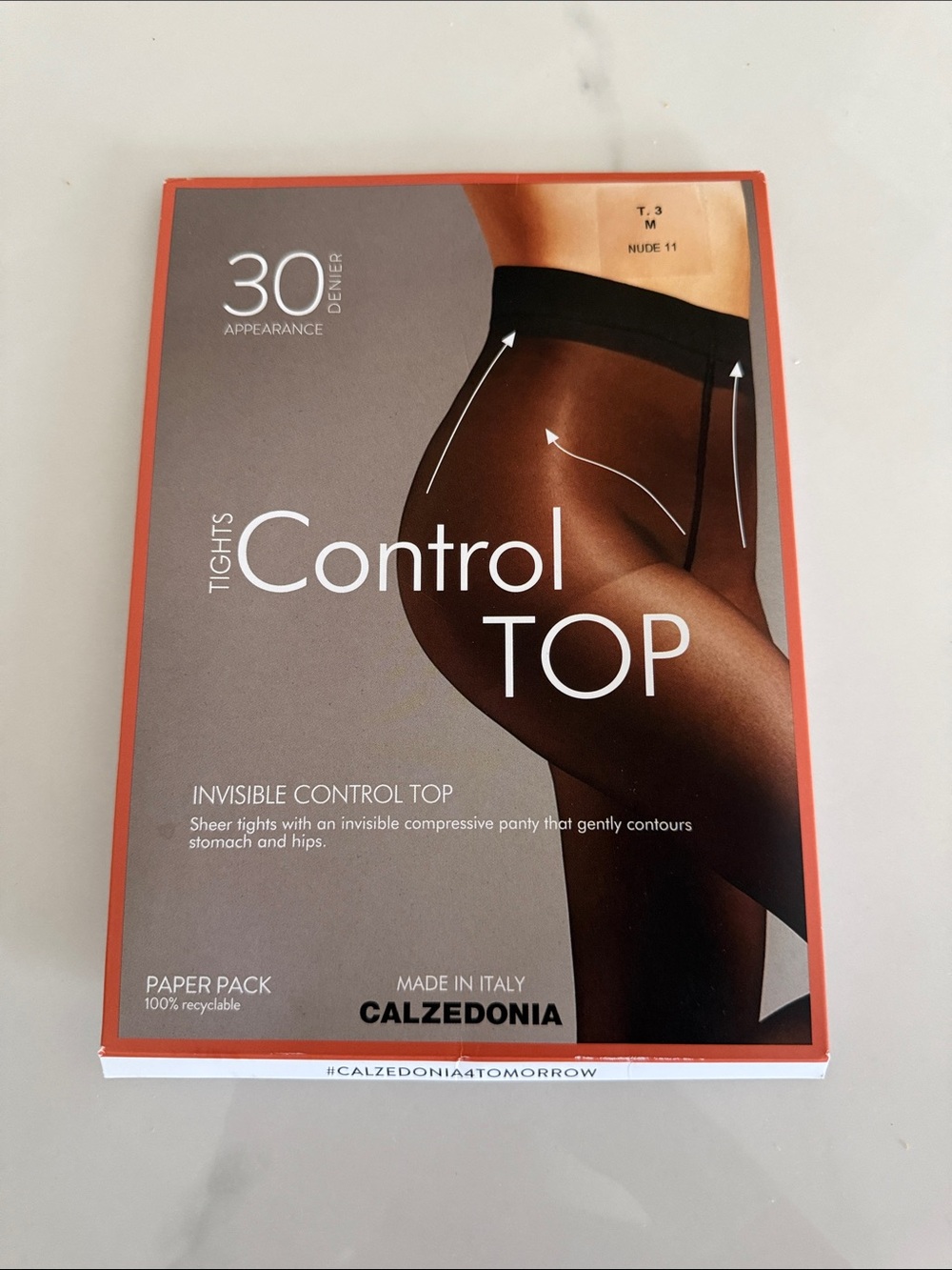 NWT - Calzedonia 30 Invisible Control Top Tights in Nude